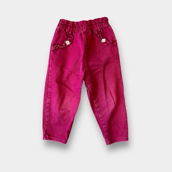 Vintage Other - Vintage Playette Fuchsia Pink Ruffle Jeans 3T